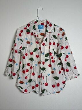 Nick & Nora Cherry-Print Sleepwear Top Size Small